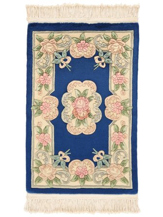Tapis Chinois 90 Line 60X90 Beige/Bleu Foncé (Laine, Chine)