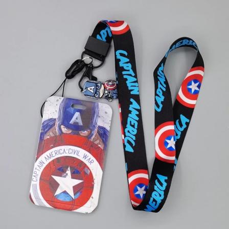Ny Marvel PVC-korthållare Spiderman Captain America Iron Man Super Hero Anime Print Student Campus Card Cover Lanyard ID-kort Xhmw13