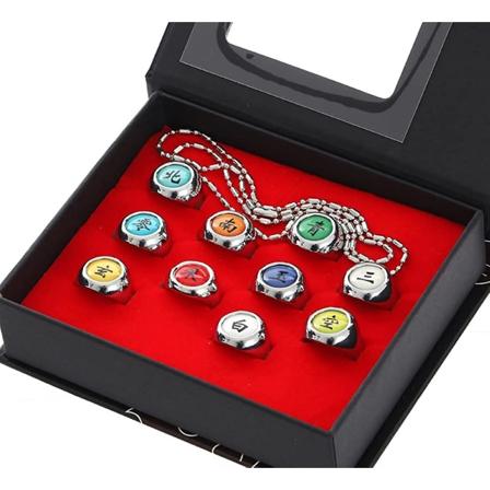 10 stk ringer sett Anime Naruto Cosplay rekvisitt Ninja Uchiha Itachi Nec
