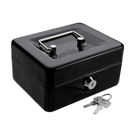Mini Sort Pengeboks i Sort Metal Rustfrit Stål Hemmelig