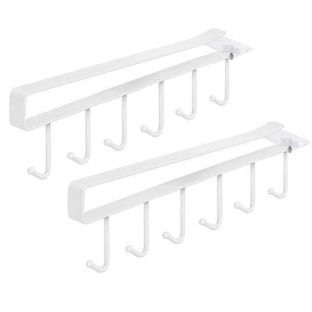 Piao 2 kpl koukkua kaapin alle, naulaton liimakahvikuppiteline ripustin välinetelineet, seinälle kiinnitettävät keittiövälineiden ripustuskoukut 