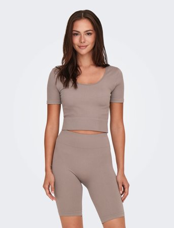 Only Play Onpjaia Life Ss 2-Way Crop Seam Top Noos - Brown - M/L