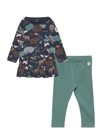 Set Tunic Leggings Forest Anim Sets Sets With Long-sleeved T-shirt Blå Lindex