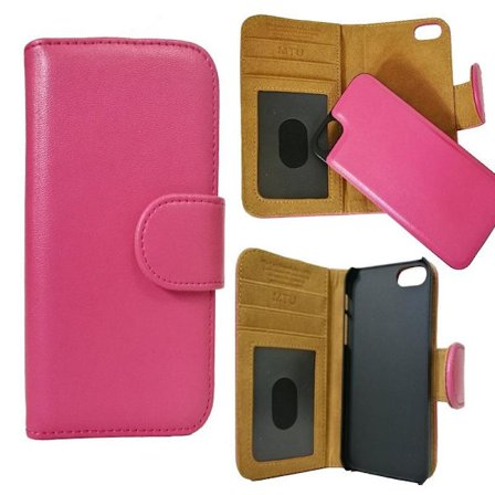 iPhone 5/5s/SE Eco-Läder Mobilplånbok avtagbar Bakstycket - Rosa