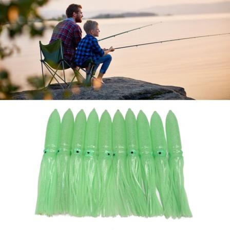 10 kpl Kalmari Viehe 30cm Silikoni Elävä Loistava Kalmari Hame Kalastus Syötti Koukku Vihreä