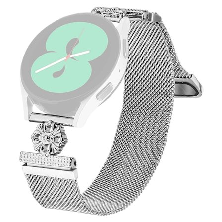 Typ A För Garmin Fenix 6S Milanesiskt Armband Blomma Rostfritt Stål Magnetiskt Mesh Klockarmband