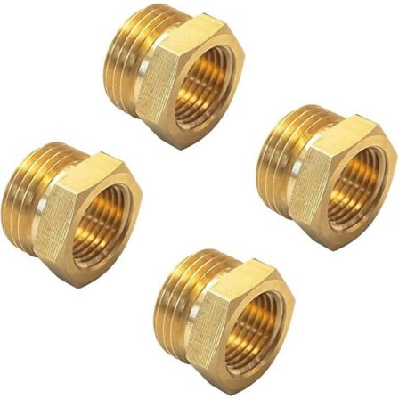 4-pak 57480-1208 messing haveslangefitting, rør-adapter-stik, 3/4 GHT KAM