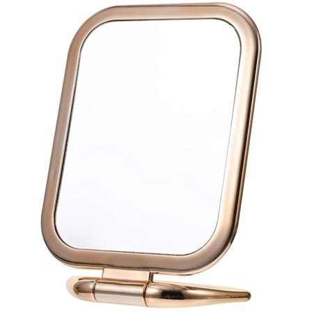 Dobbeltsidig forstørrende sminke speil med stativ Champagne