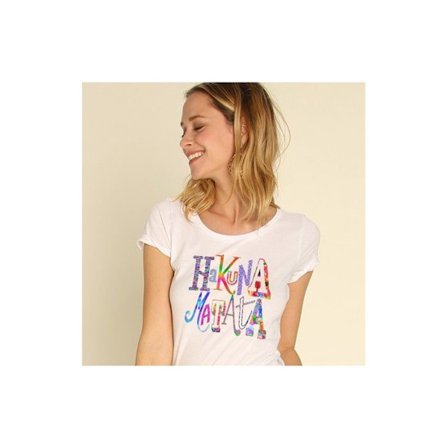 Naisten T-paita - WOOOP - Hakuna Matata - 100% Luomupuuvilla - Lyhyet Hihat - Pyöreä Kaulus