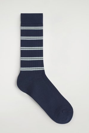 COS Homme Chaussettes À Rayures En Coton Côtelé in Bleu