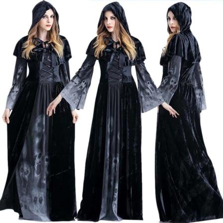 Halloween Witch Grim Reaper Cosplay festkostume XL = UK/AU 14 = EU 40