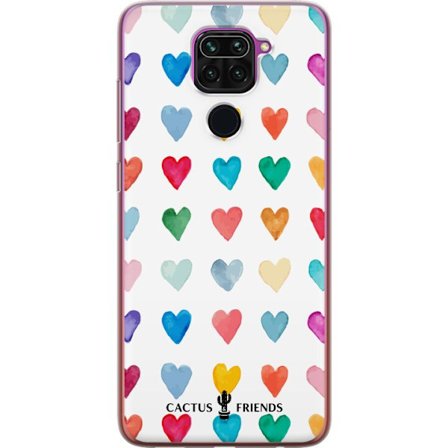 Kompatibel Mobilcover til Xiaomi Xiaomi Redmi Note 9 Cactus and Friends - Watercolor Love Grid