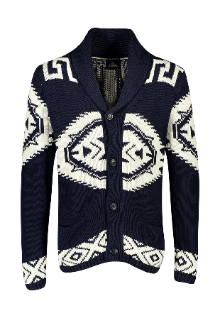 Lindbergh Shawl collar intarsia cardigan Knit Tröjor Herr Blå XL