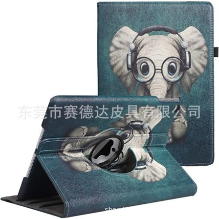 Fodral för iPad 10.2 2021/2020/2019/7:e/8:e/9:e generationen Elefant Målat Hjärta Roterande