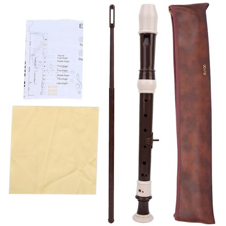 8-reikäinen barokkihuilu klarinetti puupuhaltimet soitin PU-kassilla puhdistustyökalulla (kahvi)