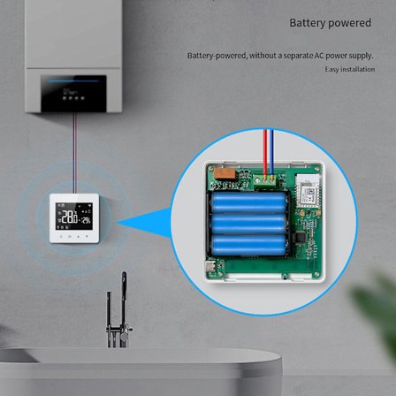 Tuya Zigbee termostat er batteridrevet