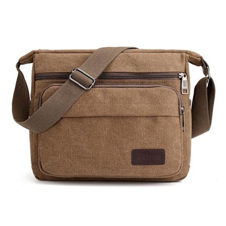 Vanntett Messenger Skulder Bag Medium, Multi Lommer Canvas Crossbody Bag for Menn for Kvinner, Casual Mens Satchel Bag(M)
