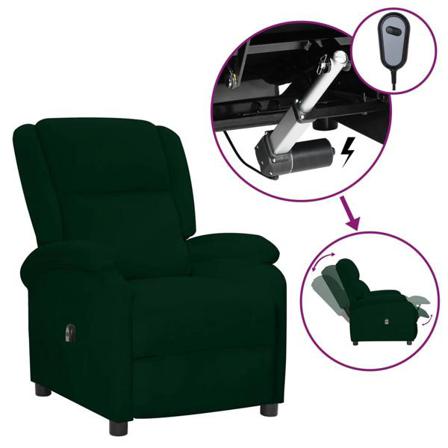 Vidaxl Elektrisk Reclinerfåtöl Mörkgrön Sammet Grön