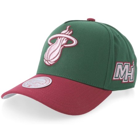 Mitchell & Ness - Verde adjustable Gorra - Miami Heat Rose Gold Pro Green/Burgundy A-Frame Adjustable @ Hatstore