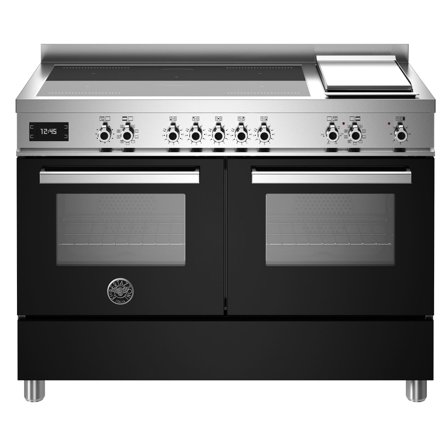 Bertazzoni PRO125I2E Induktionskomfur med dobbelt ovn og stegeplade 120 cm, sort - Sort, ral 9005, pantone black c, blank | KitchenOne