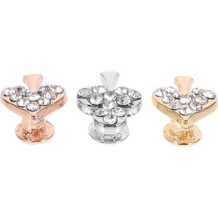 CDQ Silikon ur Charms metall 3 dele kompatibel til 38 Mmthinestone hjerte dekorative