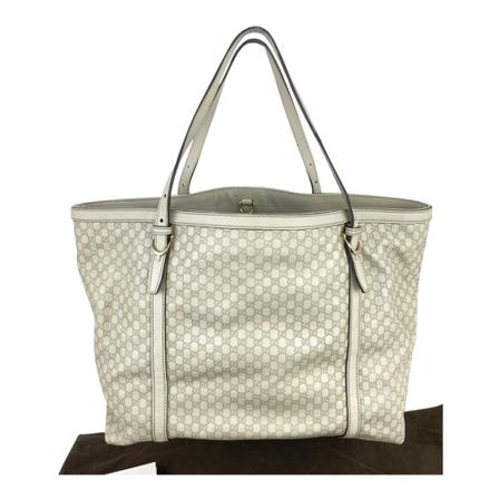 Gucci Vintage, Pre-owned Micro Gg Ssima Nice Leather Tote Shoulder Bag B275 Grijs, Dames, Maat:ONE Size,leer