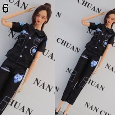 Blommiga jeans läderbyxor 6 6