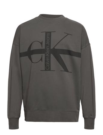 Stripe Ck Washed Crew Neck Sweatshirt Trøje Grå Calvin Klein Jeans
