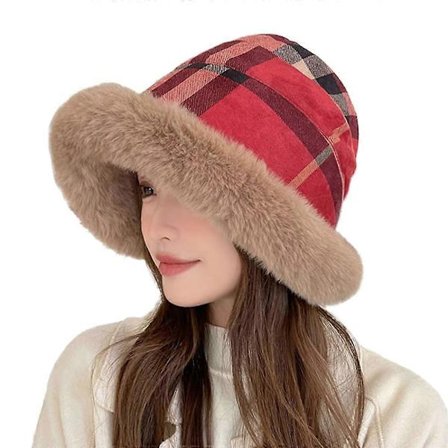 Lady Plush Fuzzy Cloche-hatt Vinter Pelsaktig Pelsbøtte Fluffy Dame Varm Fleece Floppy Brem Cap