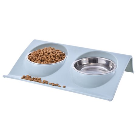 Dobbelt hundeskålesæt i rustfrit stål, stænktæt