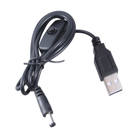 USB til 5.5x2.1mm Ladekabel med Bryterknapp Støtte 5V3A Lading
