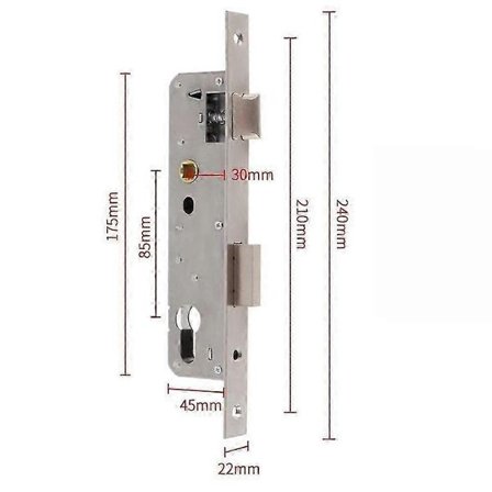 Dørlås i rustfrit stål og aluminium, universal karm-mortise lås, sikkerhedsdørlås til yderdør, hjem