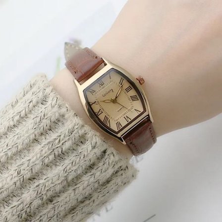 30M Vandtæt Retro Brun Dameur Kvalitets Små Dame Armbåndsure Vintage Læder Armbåndsur Kvinde Envío Gratis