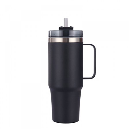 30 oz mugg och sugrör återanvändbar 304 rostfritt stål vattenflaska iskaffe björn resekopp bil gym fitness svart