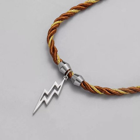 Cool necklace braided rope lightning stainless steel design for men