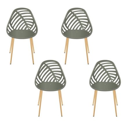 Sæt med 4 udendørs stole Alameda - Olivengrøn - Havestole