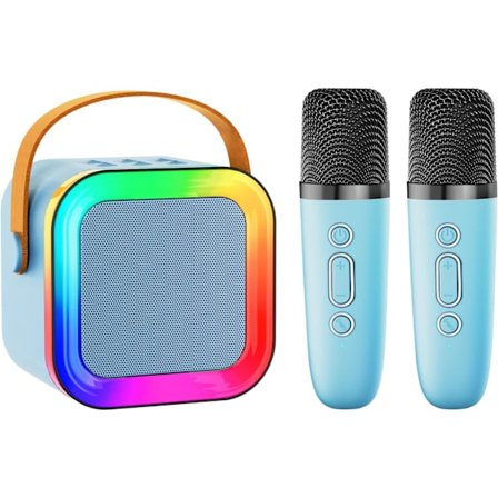 Mini Karaokemaskin for Barn – Bærbar Bluetooth-høyttaler med 1/2 Trådløse Mikrofoner