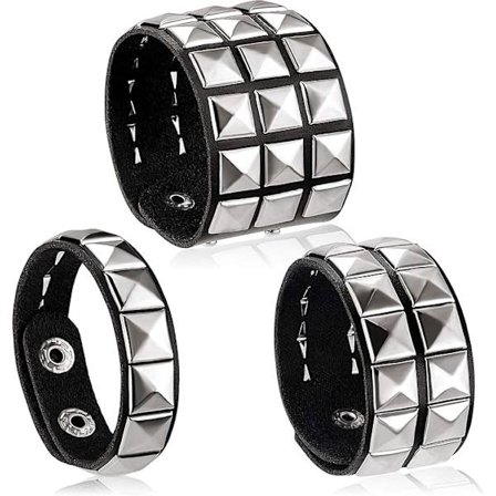 3-delat läderarmband med nitar Punk för män Kvinnor 80-tals Nitat Goth Rock-armband Spik Nitar Manschettarmband Unisex Metall