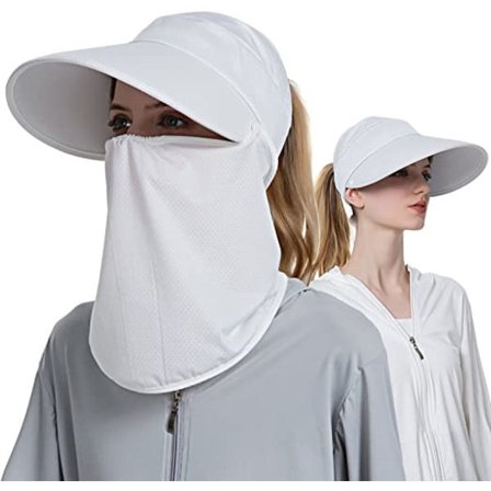 Bredskygget Solhat til Kvinder Hvid Med Aftagelig Nakkebeskyttelse Sommer