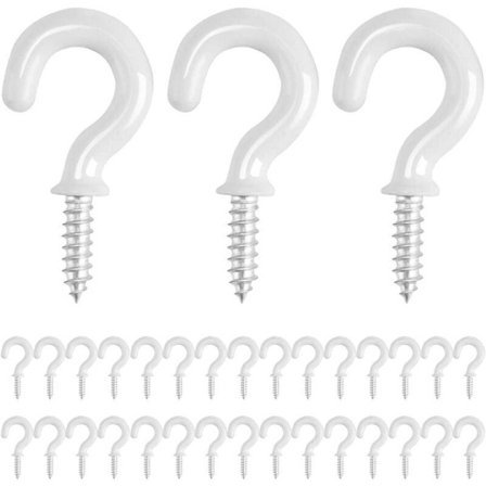 30 stykker hvide skruekroge, 1/2 tomme loftskroge til at skrue fast