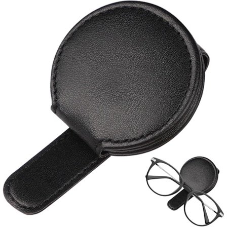 1 stk. Brilleholder til bil - Lær Solbriller Holder til Bil | Solskjerm Brilleholder, Magnetisk Lær Brilleoppheng