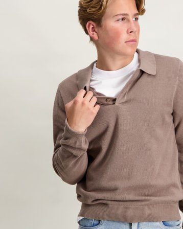 Grunt GRHam LS Polo Knit Beige Genser Gutt - Kids Brand Store