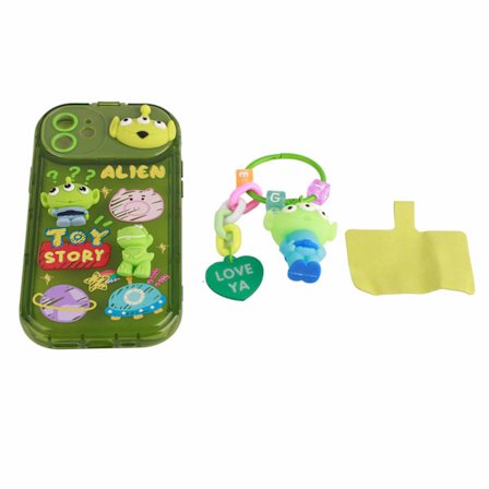 Mobilskal Silikon Mjukt Spegelstativ Klart Tecknat Mönster Tryck Mobilskal med Snöre för IOS Grön för IOS 12