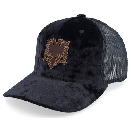 Iconic - Svart trucker Caps - Albanian Eagle Patch Velvet Black Trucker @ Hatstore