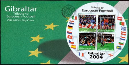Gibraltar - Fodbold - Førstedagskuvert rundt miniark