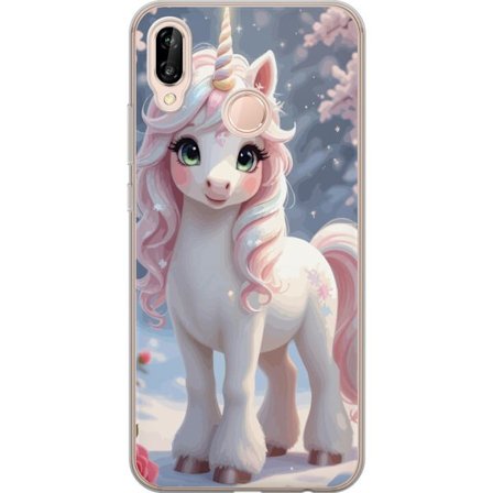 Kompatibel Mobilcover til Huawei P20 lite Minimalistisk glitchtypografi med teksten cute but psycho i neonlignende farveeffekt