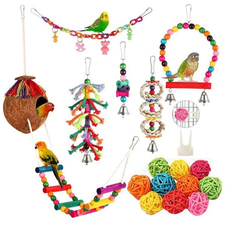 Fugler Fugl Undulat Tygge Sving Hængende Klatrestige Fuglebur Nødder Velegnet til Kærlighedsfugle