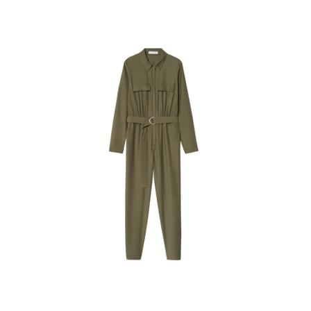 Mango Bælte long jumpsuit Grøn, Dame Buksedragter