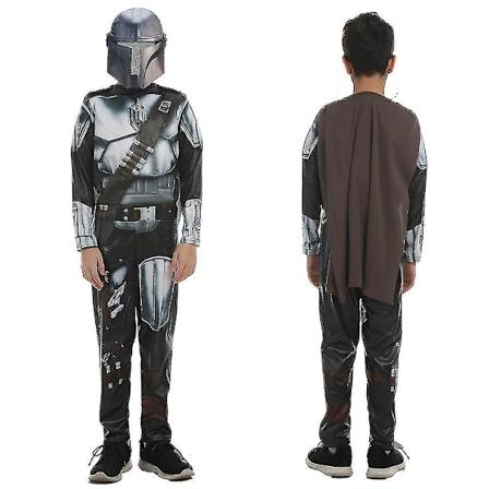 Halloween Star Wars The Mandalorian Cosplay Kostyme Antrekk Barn Gutter Jumpsuit Med Kappe Maske Fest Finstas Dress Up Suit 9*10 År