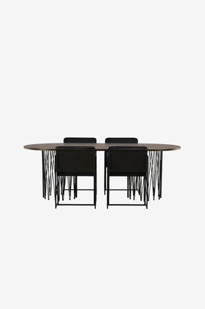 Venture Home - Matgrupp Stone med 4st matstolar Richmond - Svart - Matgrupper - Från Homeroom